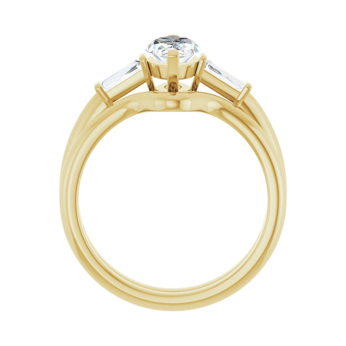 14K Yellow Gold 10x5 mm Marquise 1/5 CTW Lab-Grown Diamond Semi-Set Engagement Ring