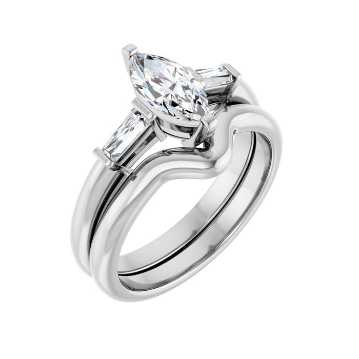 Platinum 9x4.5 mm Marquise 1/5 CTW Lab-Grown Diamond Semi-Set Engagement Ring