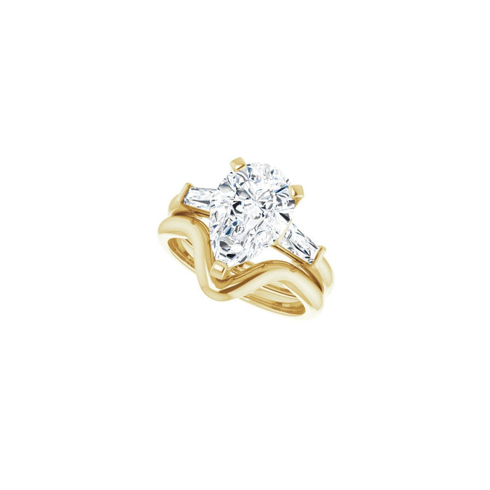 14K Yellow Gold 12x8 mm Pear 1/3 CTW Lab-Grown Diamond Semi-Set Engagement Ring