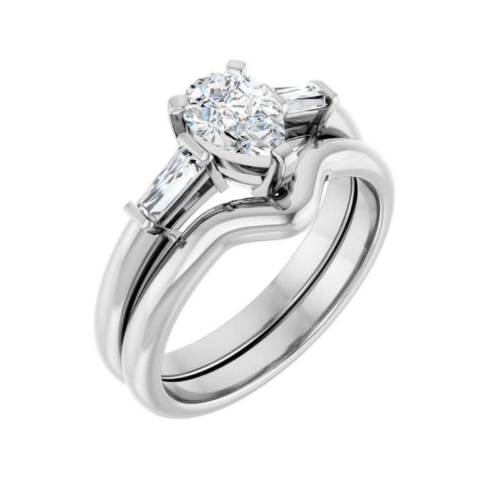 14K White Gold 7x5 mm Pear 1/5 CTW Lab-Grown Diamond Semi-Set Engagement Ring