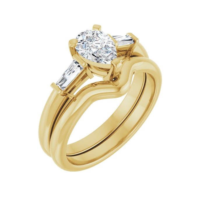 14K Yellow Gold 7x5 mm Pear 1/5 CTW Lab-Grown Diamond Semi-Set Engagement Ring