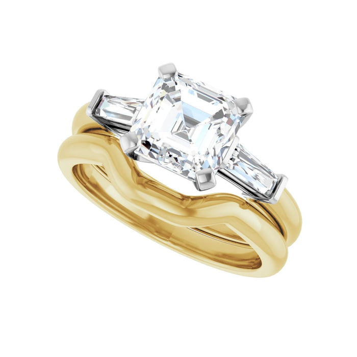 14K Yellow/White Gold 7x7 mm Asscher 1/5 CTW Lab-Grown Diamond Semi-Set Engagement Ring