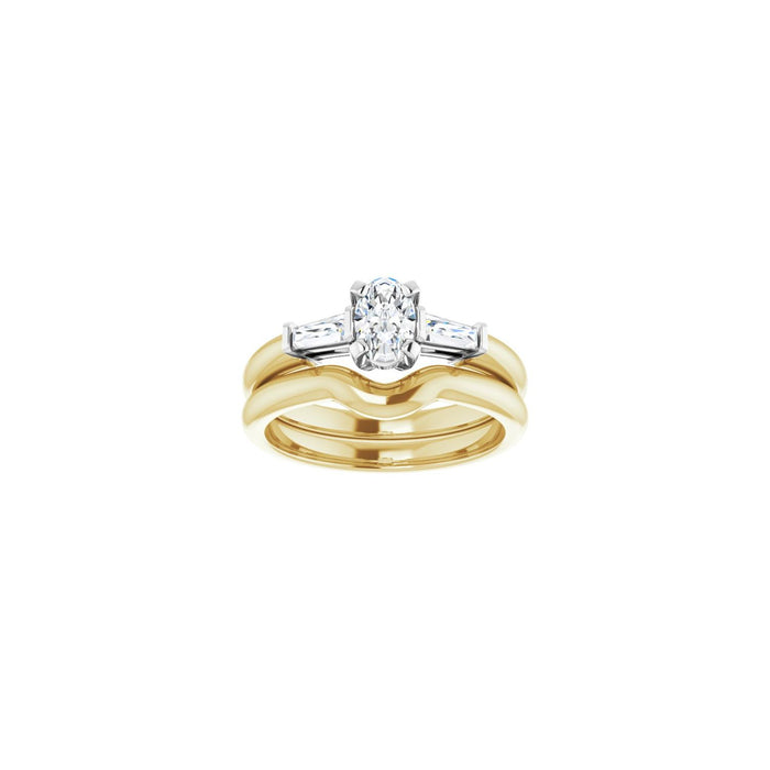 14K Yellow/White Gold 6x4 mm Oval 1/5 CTW Lab-Grown Diamond Semi-Set Engagement Ring