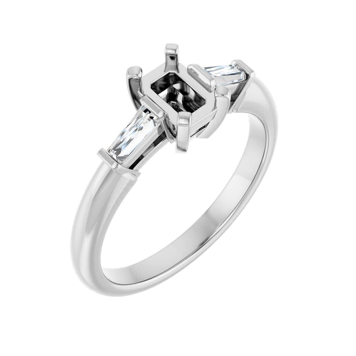 14K White Gold 6x4 mm Emerald 1/5 CTW Lab-Grown Diamond Semi-Set Engagement Ring