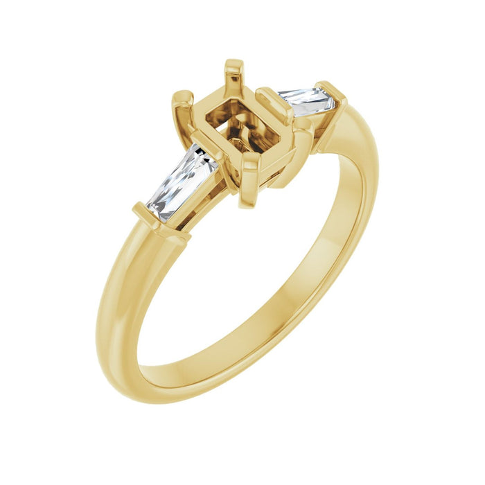 14K Yellow Gold 6x4 mm Emerald 1/5 CTW Lab-Grown Diamond Semi-Set Engagement Ring