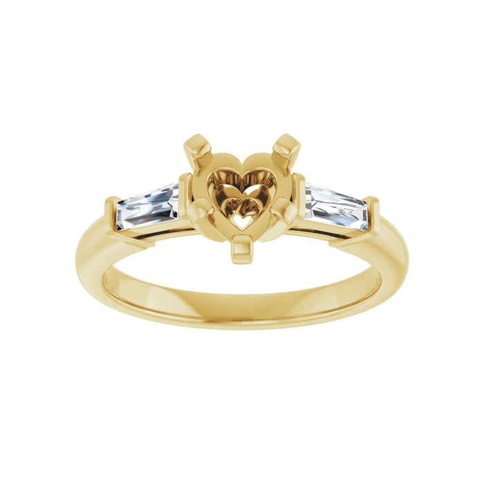 14K Yellow Gold 6x6 mm Heart 1/5 CTW Lab-Grown Diamond Semi-Set Engagement Ring