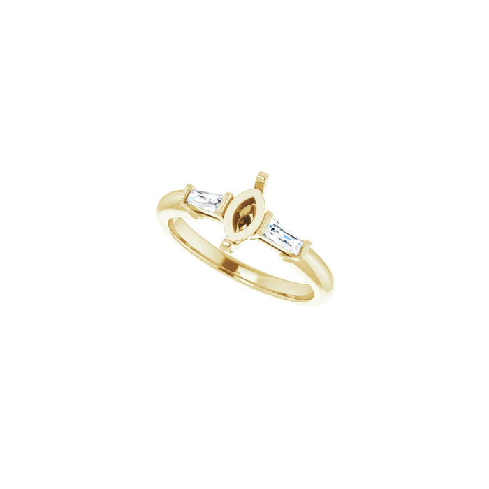 14K Yellow Gold 7x3.5 mm Marquise 1/5 CTW Lab-Grown Diamond Semi-Set Engagement Ring