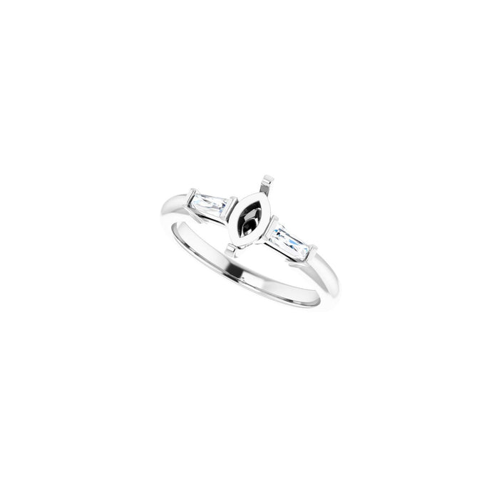 14K White Gold 7x3.5 mm Marquise 1/5 CTW Lab-Grown Diamond Semi-Set Engagement Ring