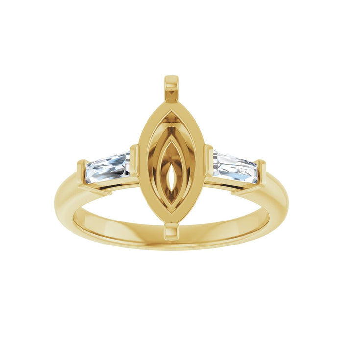 14K Yellow Gold 12x6 mm Marquise 1/5 CTW Lab-Grown Diamond Semi-Set Engagement Ring