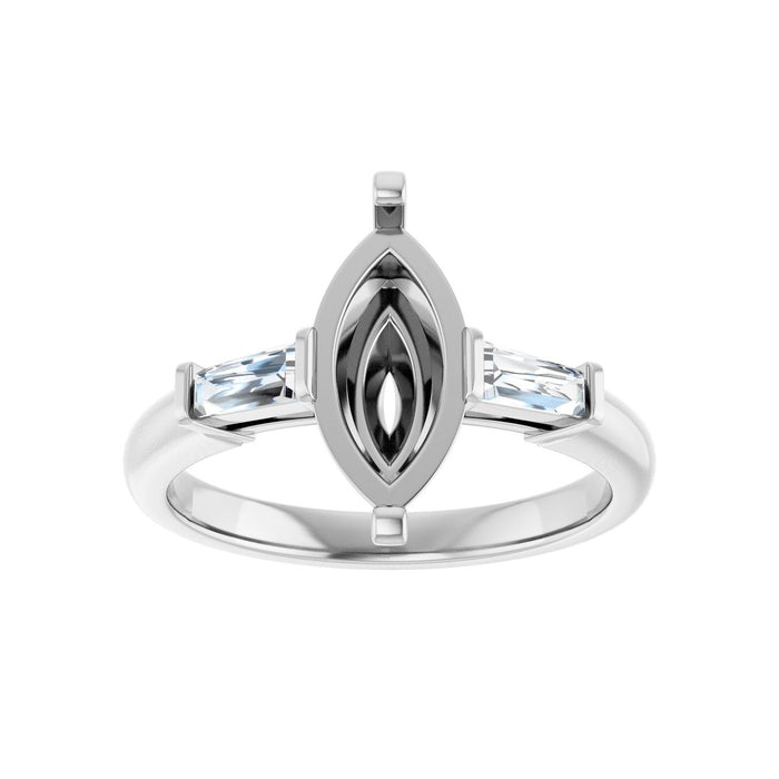 14K White Gold 12x6 mm Marquise 1/5 CTW Lab-Grown Diamond Semi-Set Engagement Ring