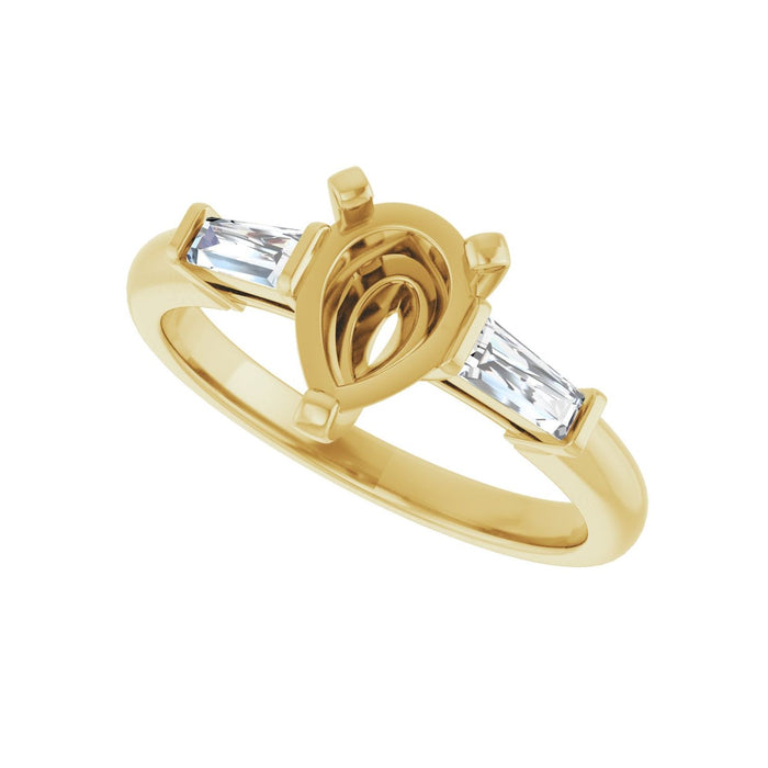 14K Yellow Gold 8x6 mm Pear 1/5 CTW Lab-Grown Diamond Semi-Set Engagement Ring
