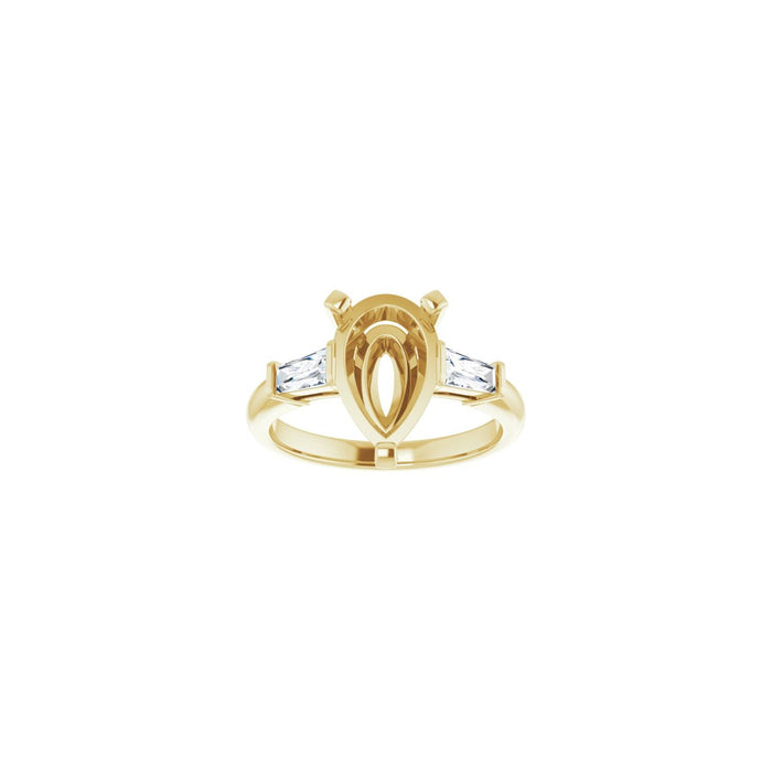 14K Yellow Gold 12x8 mm Pear 1/3 CTW Lab-Grown Diamond Semi-Set Engagement Ring