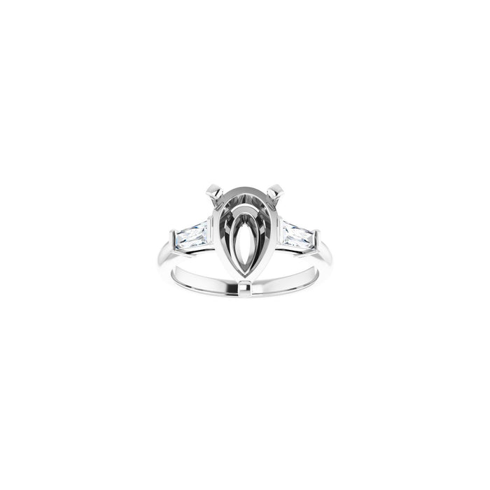 14K White Gold 12x8 mm Pear 1/3 CTW Lab-Grown Diamond Semi-Set Engagement Ring