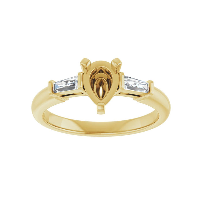 14K Yellow Gold 7x5 mm Pear 1/5 CTW Lab-Grown Diamond Semi-Set Engagement Ring
