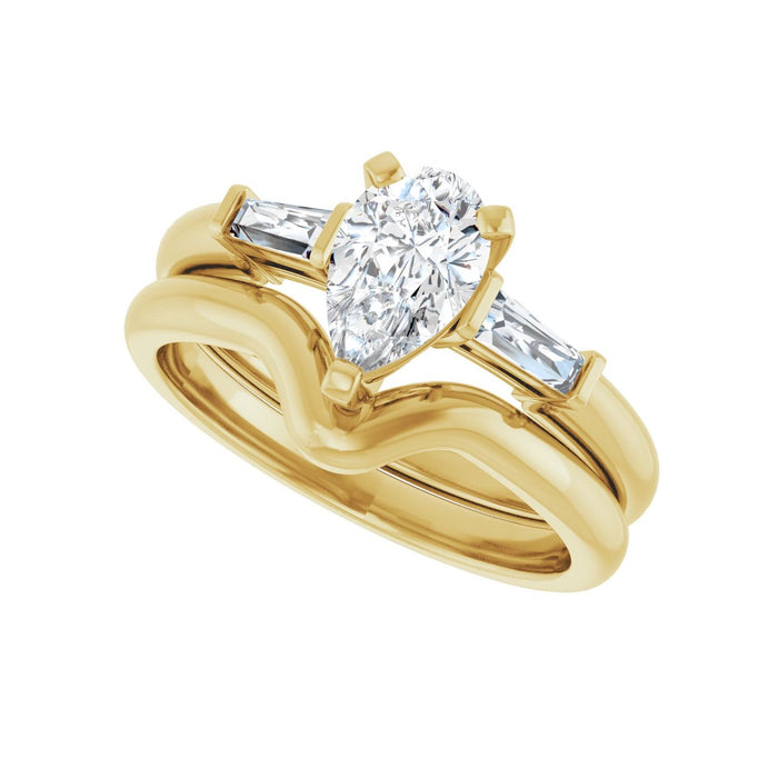 14K Yellow Gold 8x5 mm Pear 1/5 CTW Lab-Grown Diamond Semi-Set Engagement Ring