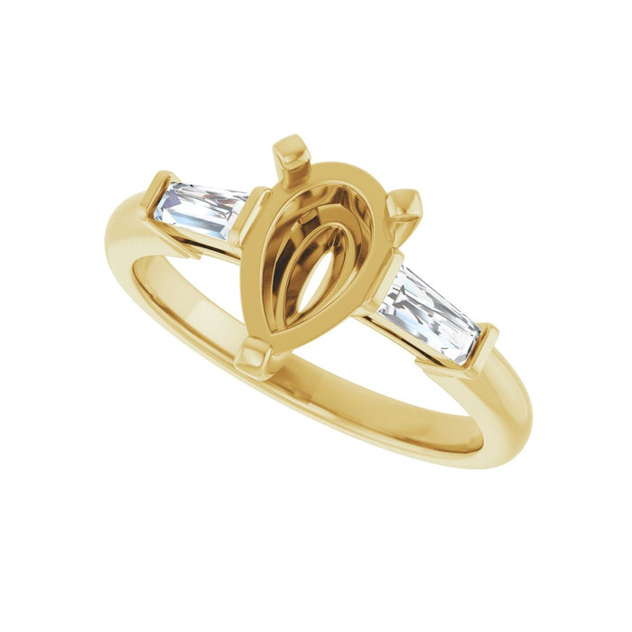 14K Yellow Gold 9x6 mm Pear 1/5 CTW Lab-Grown Diamond Semi-Set Engagement Ring