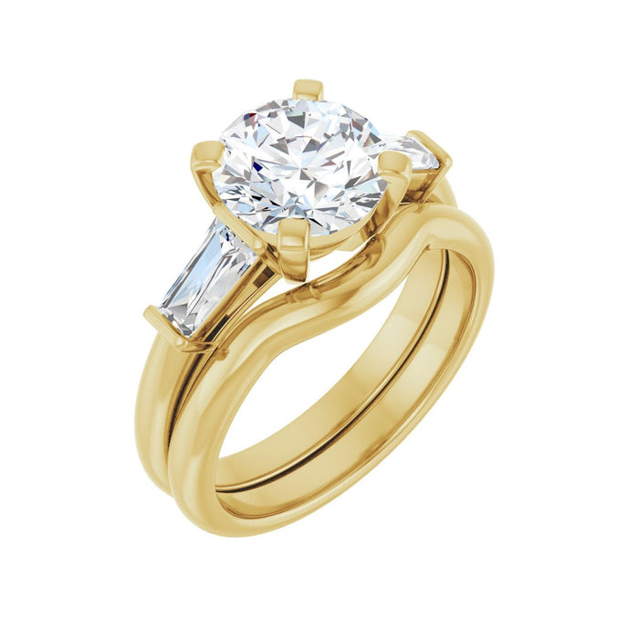 14K Yellow Gold 8.2 mm Round 1/2 CTW Lab-Grown Diamond Semi-Set Engagement Ring