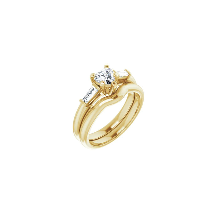 14K Yellow Gold 5x5 mm Heart 1/5 CTW Lab-Grown Diamond Semi-Set Engagement Ring