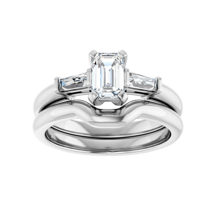 14K White Gold 6x4 mm Emerald 1/5 CTW Lab-Grown Diamond Semi-Set Engagement Ring