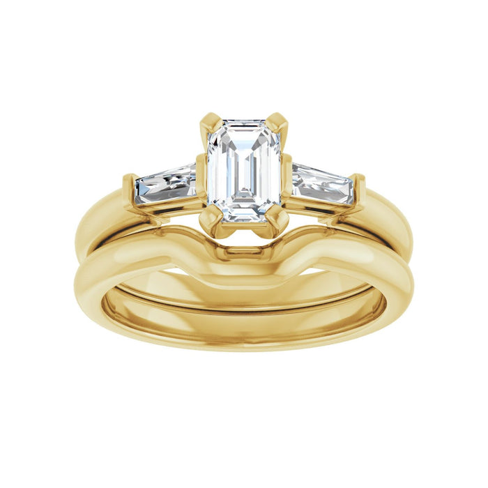 14K Yellow Gold 6x4 mm Emerald 1/5 CTW Lab-Grown Diamond Semi-Set Engagement Ring
