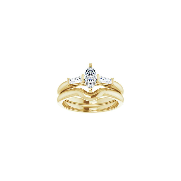14K Yellow Gold 7x3.5 mm Marquise 1/5 CTW Lab-Grown Diamond Semi-Set Engagement Ring