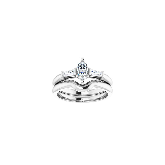Platinum 7x3.5 mm Marquise 1/5 CTW Lab-Grown Diamond Semi-Set Engagement Ring