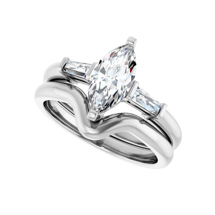 Platinum 10 x 5 mm Marquise 1/5 CTW Lab-Grown Diamond Semi-Set Engagement Ring