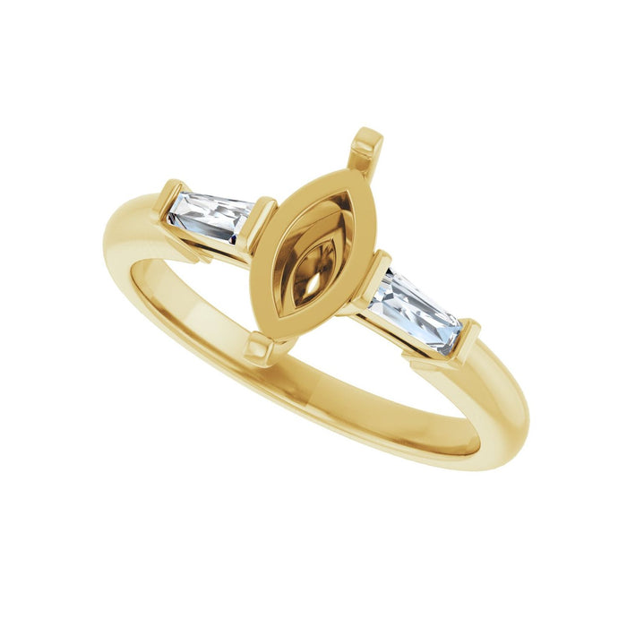 14K Yellow Gold 9x4.5 mm Marquise 1/5 CTW Lab-Grown Diamond Semi-Set Engagement Ring