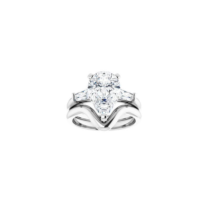 14K White Gold 12x8 mm Pear 1/3 CTW Lab-Grown Diamond Semi-Set Engagement Ring