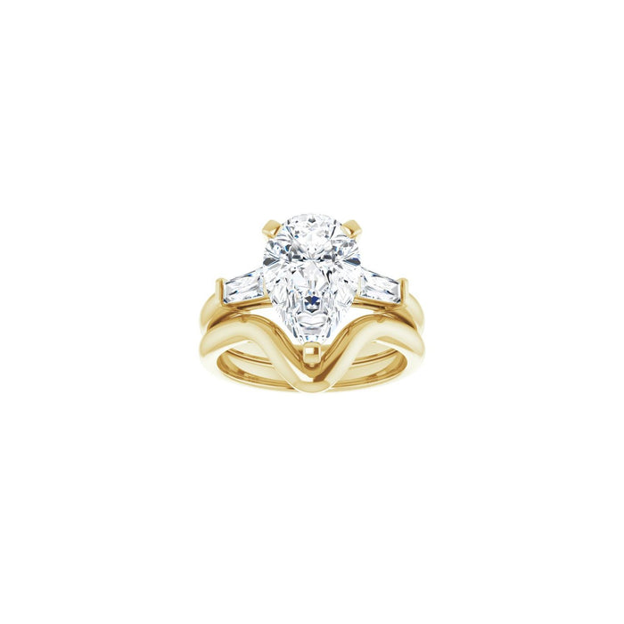 14K Yellow Gold 12x8 mm Pear 1/3 CTW Lab-Grown Diamond Semi-Set Engagement Ring