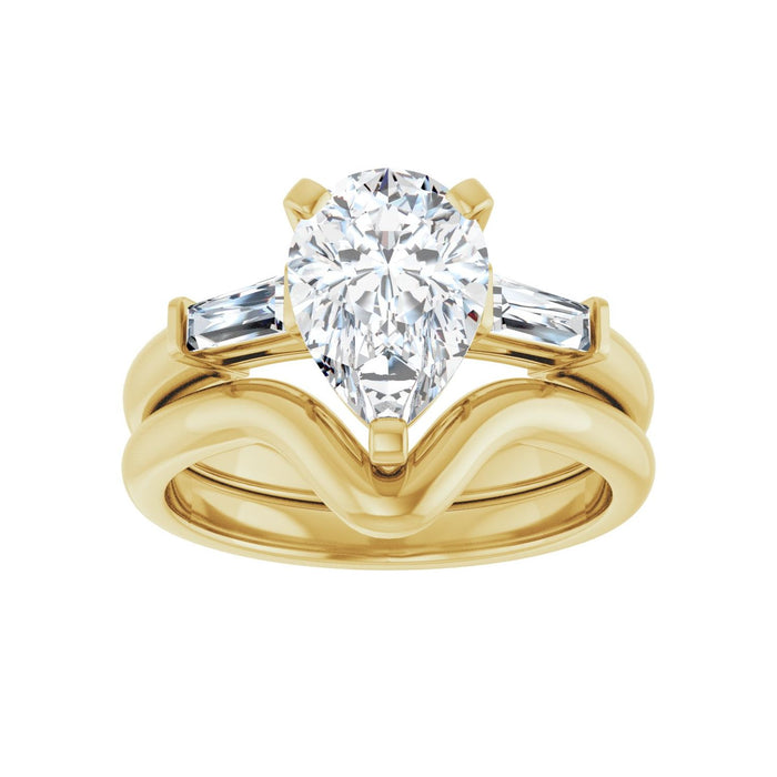 14K Yellow Gold 10x7 mm Pear 1/5 CTW Lab-Grown Diamond Semi-Set Engagement Ring