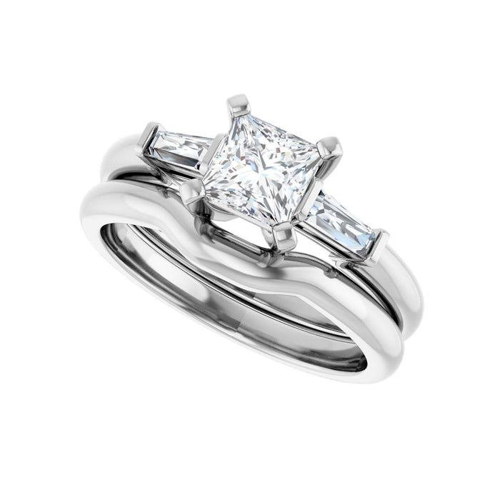 14K White Gold 5x5 mm Square 1/5 CTW Lab-Grown Diamond Semi-Set Engagement Ring