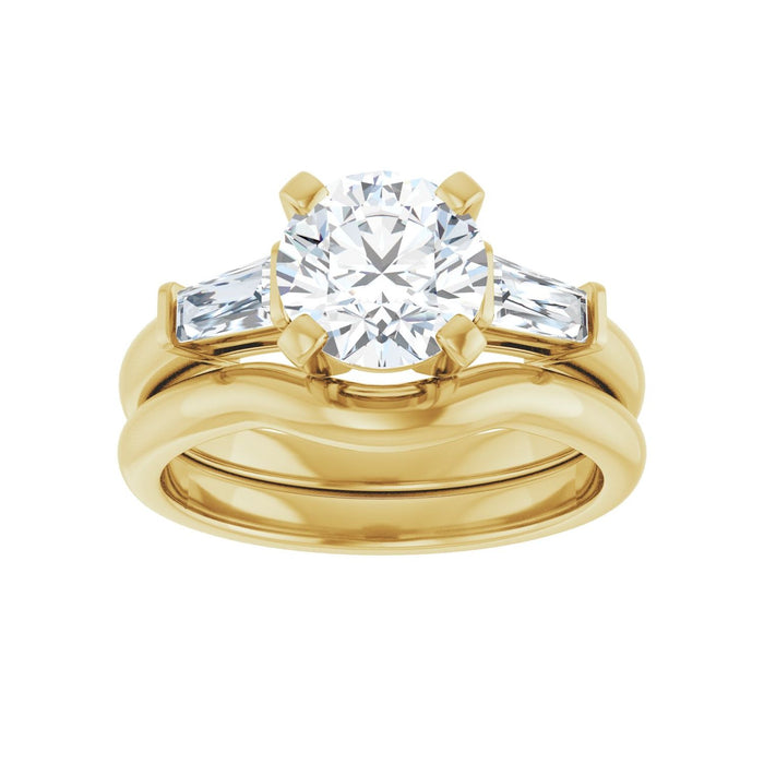 14K Yellow Gold 7.4 mm Round 1/3 CTW Lab-Grown Diamond Semi-Set Engagement Ring
