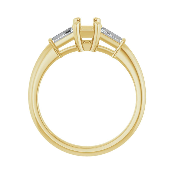 14K Yellow Gold 6x4 mm Emerald 1/5 CTW Lab-Grown Diamond Semi-Set Engagement Ring