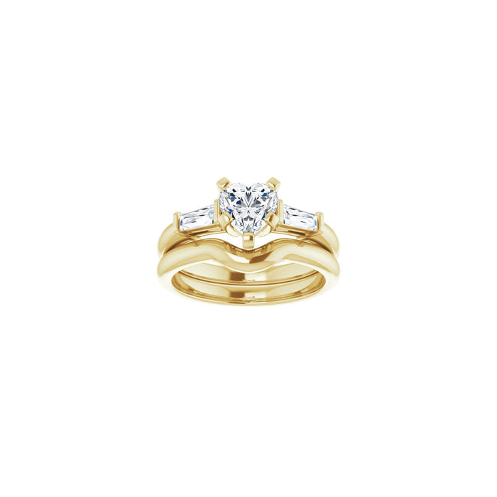 14K Yellow Gold 6x6 mm Heart 1/5 CTW Lab-Grown Diamond Semi-Set Engagement Ring