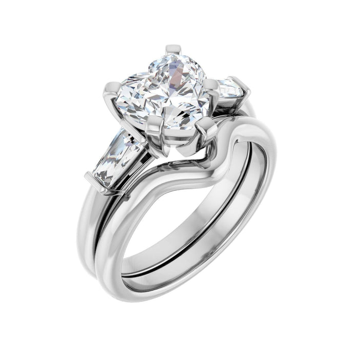 Platinum 8x8 mm Heart 1/3 CTW Lab-Grown Diamond Semi-Set Engagement Ring