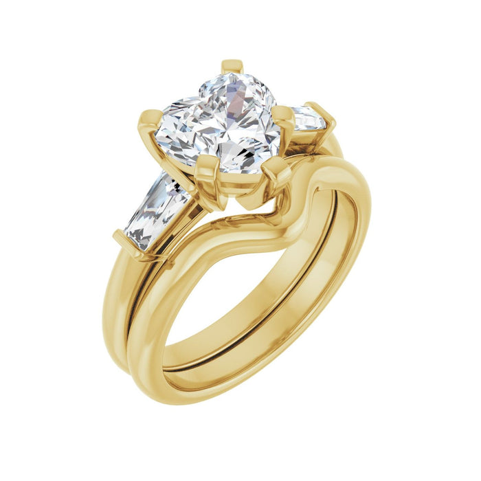 14K Yellow Gold 8x8 mm Heart 1/3 CTW Lab-Grown Diamond Semi-Set Engagement Ring