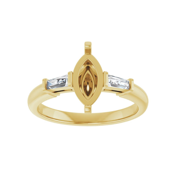 14K Yellow Gold 10x5 mm Marquise 1/5 CTW Lab-Grown Diamond Semi-Set Engagement Ring