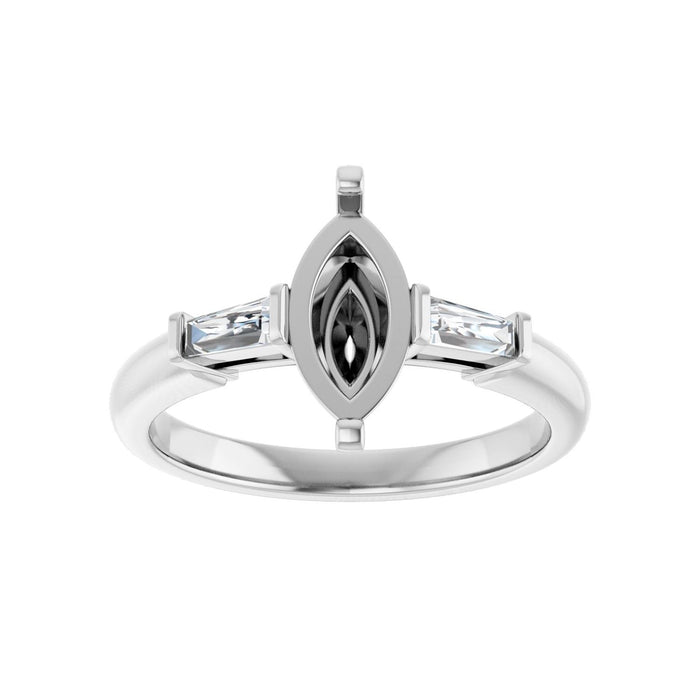 14K White Gold 10x5 mm Marquise 1/5 CTW Lab-Grown Diamond Semi-Set Engagement Ring