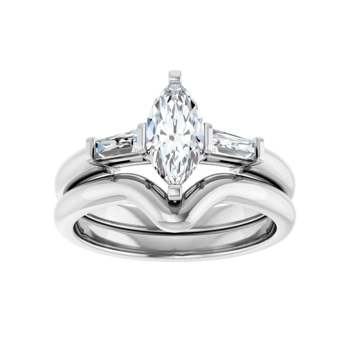 14K White Gold 9x4.5 mm Marquise 1/5 CTW Lab-Grown Diamond Semi-Set Engagement Ring
