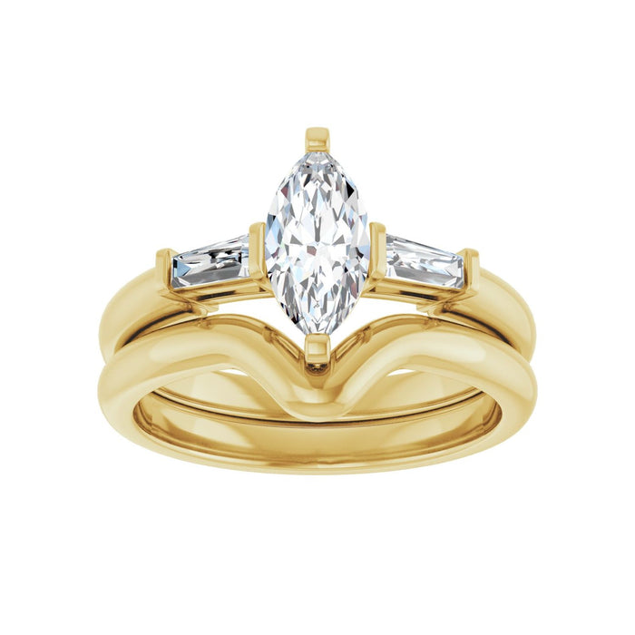14K Yellow Gold 9x4.5 mm Marquise 1/5 CTW Lab-Grown Diamond Semi-Set Engagement Ring