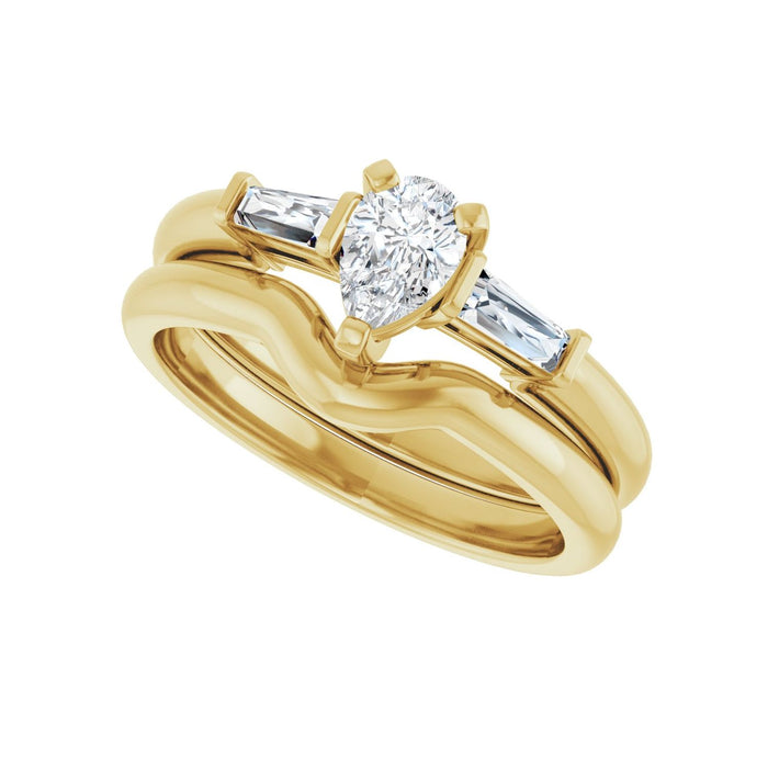 14K Yellow Gold 6x4 mm Pear 1/5 CTW Lab-Grown Diamond Semi-Set Engagement Ring
