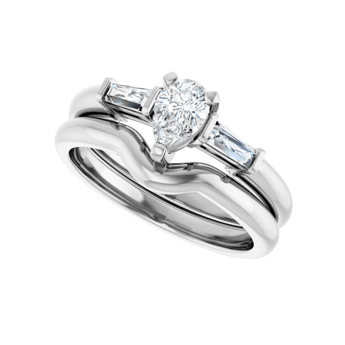 Platinum 6x4 mm Pear 1/5 CTW Lab-Grown Diamond Semi-Set Engagement Ring