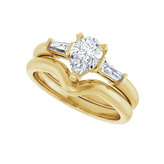14K Yellow Gold 7x5 mm Pear 1/5 CTW Lab-Grown Diamond Semi-Set Engagement Ring