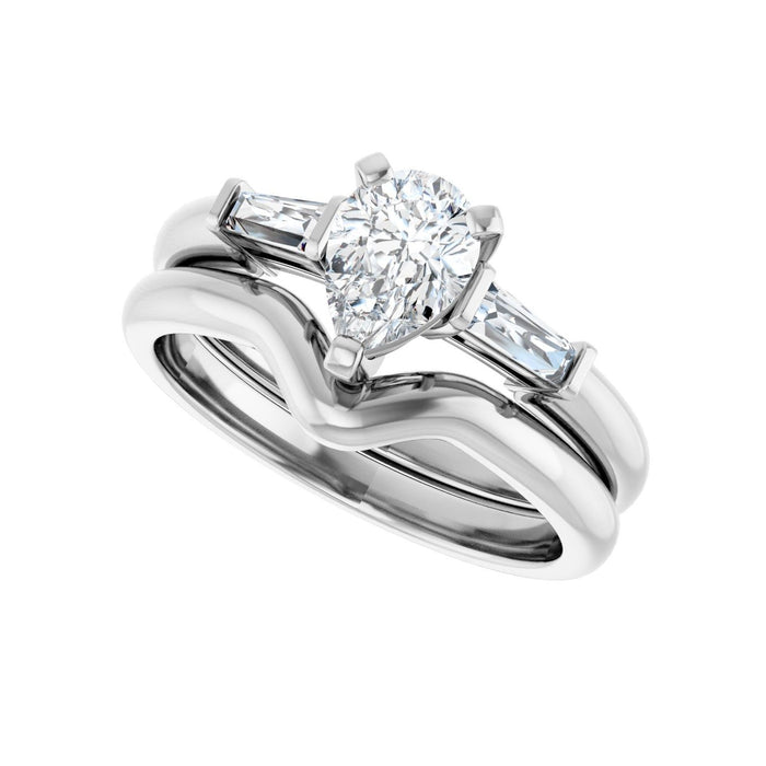 Platinum 7x5 mm Pear 1/5 CTW Lab-Grown Diamond Semi-Set Engagement Ring
