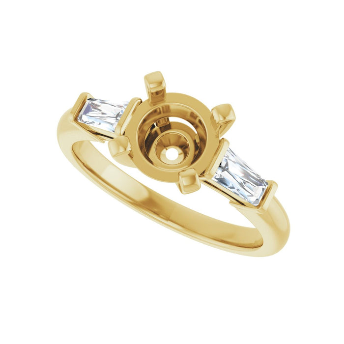 14K Yellow Gold 7.4 mm Round 1/3 CTW Lab-Grown Diamond Semi-Set Engagement Ring