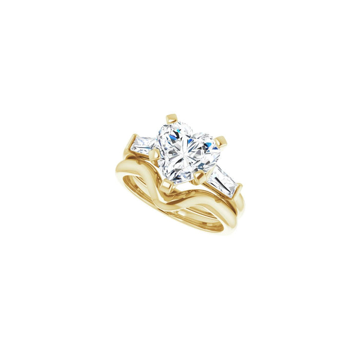 14K Yellow Gold 9x9 mm Heart 1/2 CTW Lab-Grown Diamond Semi-Set Engagement Ring