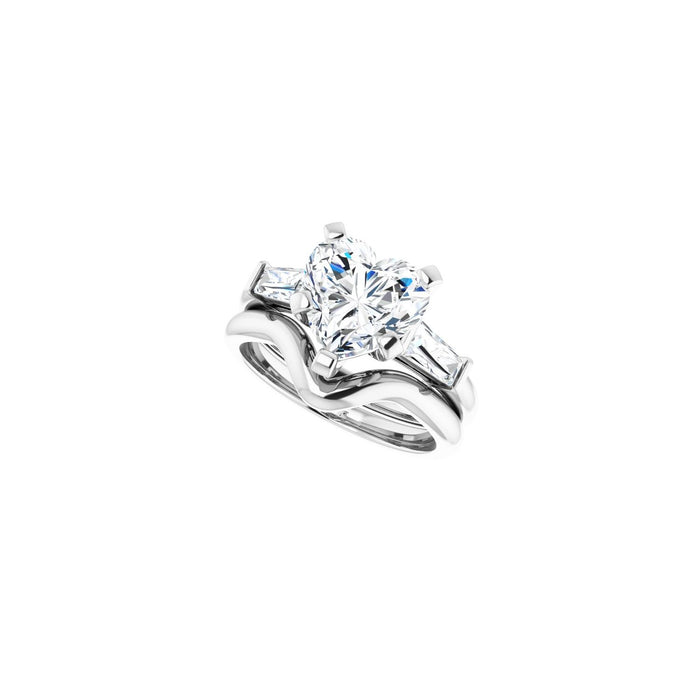 Platinum 9x9 mm Heart 1/2 CTW Lab-Grown Diamond Semi-Set Engagement Ring