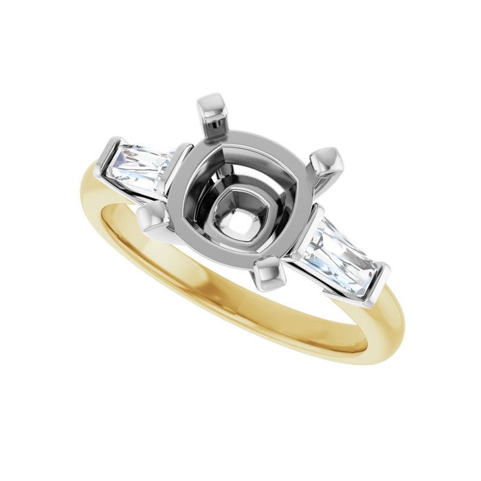 14K Yellow/White Gold 8x8 mm Cushion 1/3 CTW Lab-Grown Diamond Semi-Set Engagement Ring