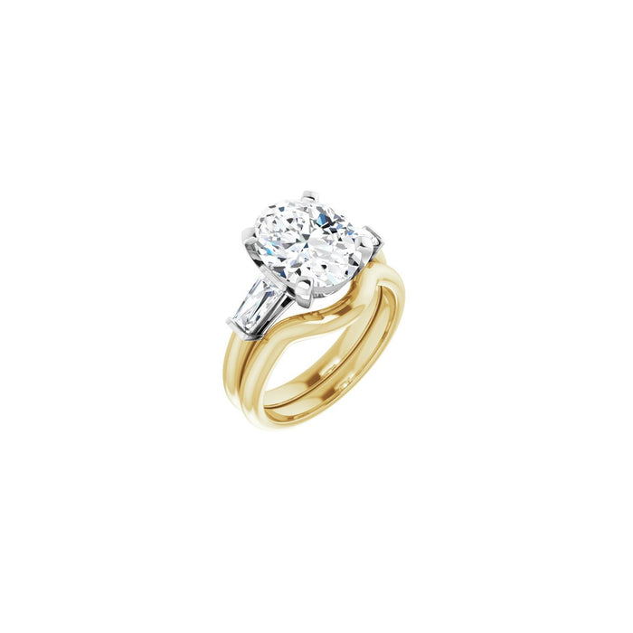 14K Yellow/White Gold 11x9 mm Oval 1/2 CTW Lab-Grown Diamond Semi-Set Engagement Ring